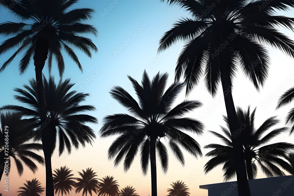 palm trees silhouette.