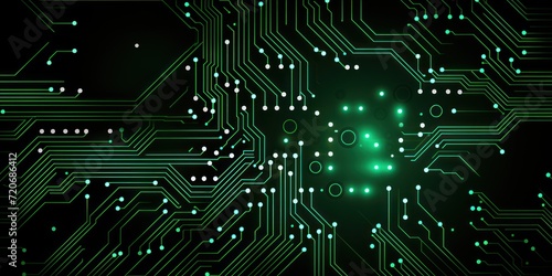 Computer technology vector illustration with green circuit board background pattern © Michael