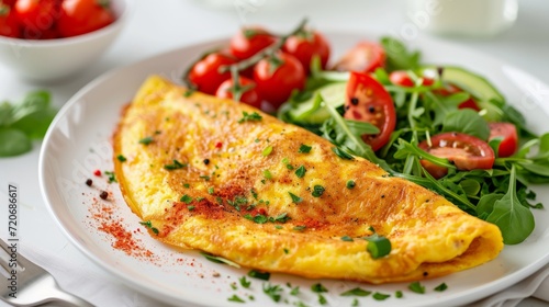 Fluffy Omelette with Fresh Salad