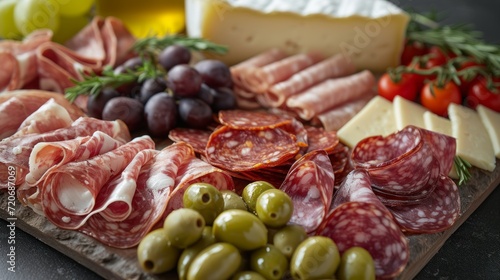 Assorted Charcuterie Board with Cheese and Olives