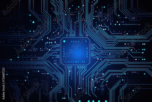 Computer technology vector illustration with indigo circuit board background pattern