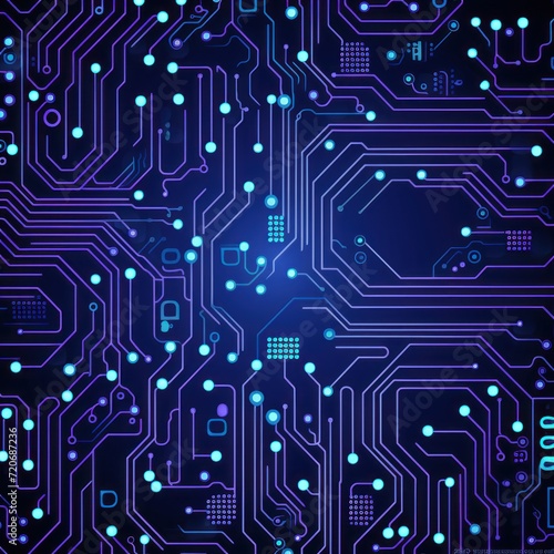 Computer technology vector illustration with indigo circuit board background pattern