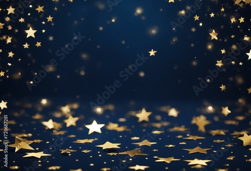 Abstract navy background and gold shine stars New year Christmas background with gold stars and spar