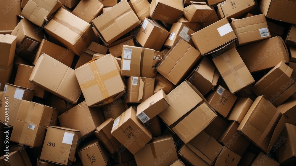 Pile of Cardboard Boxes in Warehouse