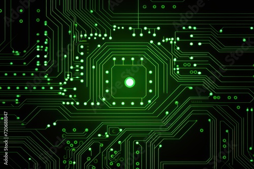 Computer technology vector illustration with lime circuit board background pattern