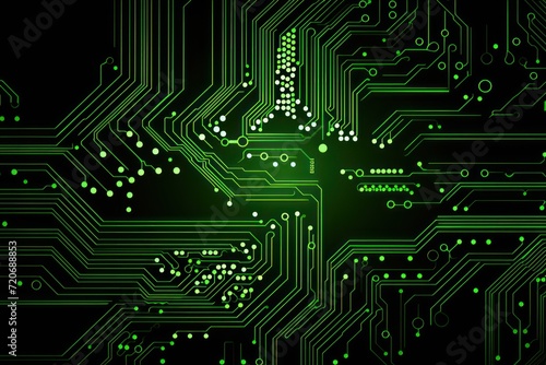 Computer technology vector illustration with lime circuit board background pattern