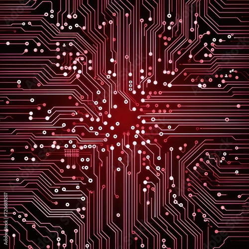 Computer technology vector illustration with maroon circuit board background pattern