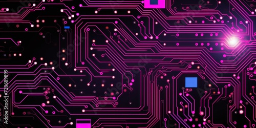 Computer technology vector illustration with pink circuit board background pattern