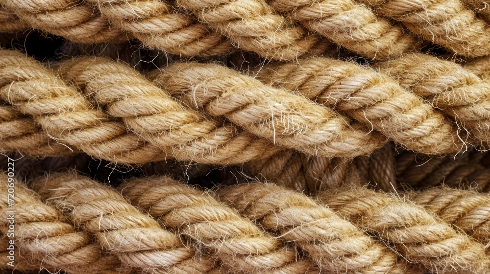 Close-Up Texture of Twisted Natural Fiber Rope
