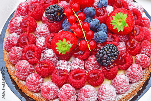 Saint Malo; France - july 30 2023 : red berry tart photo