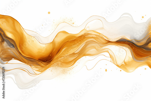 Golden Fluid Art Abstract Painting