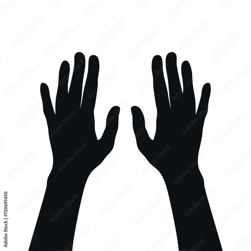 Back side of hands silhouette. Vector illustration