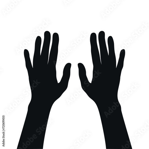 Back side of hands silhouette. Vector illustration