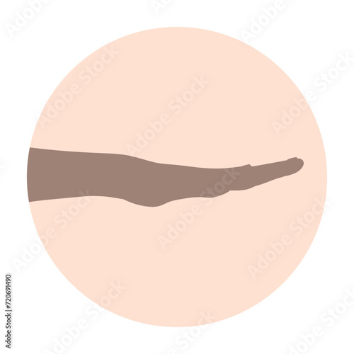 Silhouette of a hand with palm down. Vector illustration