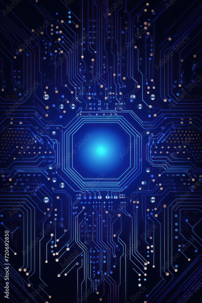 Computer technology vector illustration with sapphire circuit board background