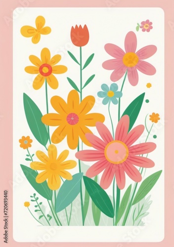 Childrens Illustration Of Flower Illustration Card