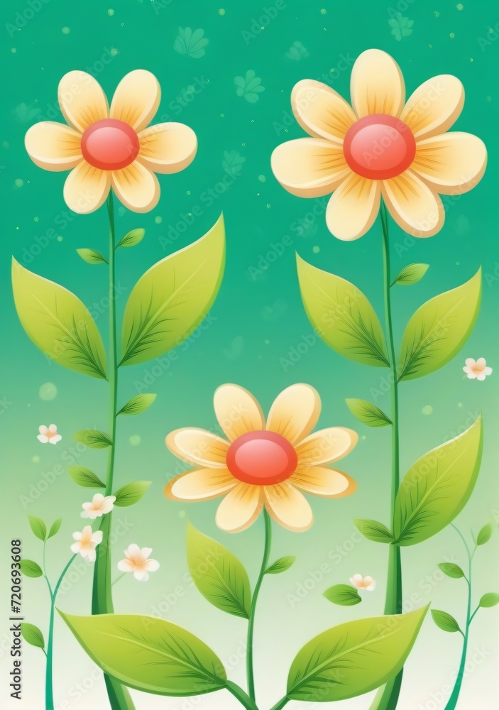 Obraz premium Childrens Illustration Of Background Nature Blossom Plant Flower Green