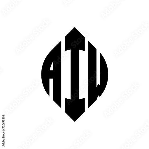 AIW circle letter logo design with circle and ellipse shape. AIW ellipse letters with typographic style. The three initials form a circle logo. AIW Circle Emblem Abstract Monogram Letter Mark Vector. photo