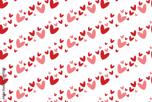 Cute red pink hearts placed form diagonal parallel lines seamless pattern lovely romantic Monochrome design background Valentine's Day textiles fabric wrapping paper wallpaper polygraphy Repeating