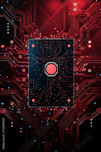 Computer technology vector illustration with ruby circuit board background pattern 