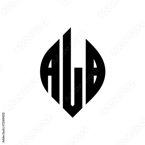 ALB circle letter logo design with circle and ellipse shape. ALB ellipse letters with typographic style. The three initials form a circle logo. ALB Circle Emblem Abstract Monogram Letter Mark Vector.