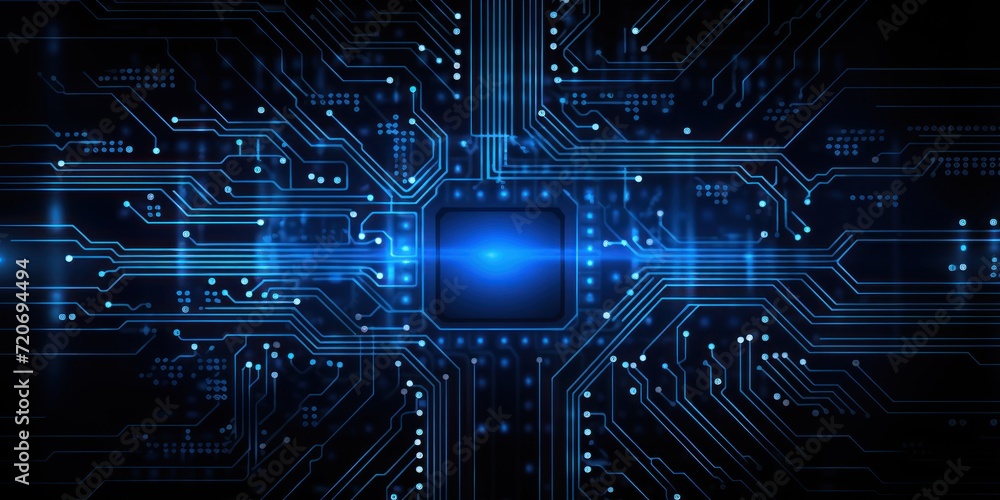 Computer technology vector illustration with sapphire circuit board background pattern