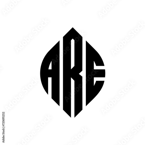 ARE circle letter logo design with circle and ellipse shape. ARE ellipse letters with typographic style. The three initials form a circle logo. ARE Circle Emblem Abstract Monogram Letter Mark Vector.