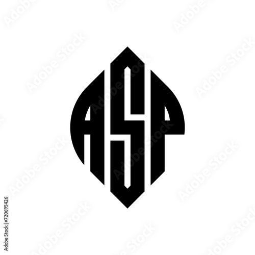 ASP circle letter logo design with circle and ellipse shape. ASP ellipse letters with typographic style. The three initials form a circle logo. ASP Circle Emblem Abstract Monogram Letter Mark Vector.