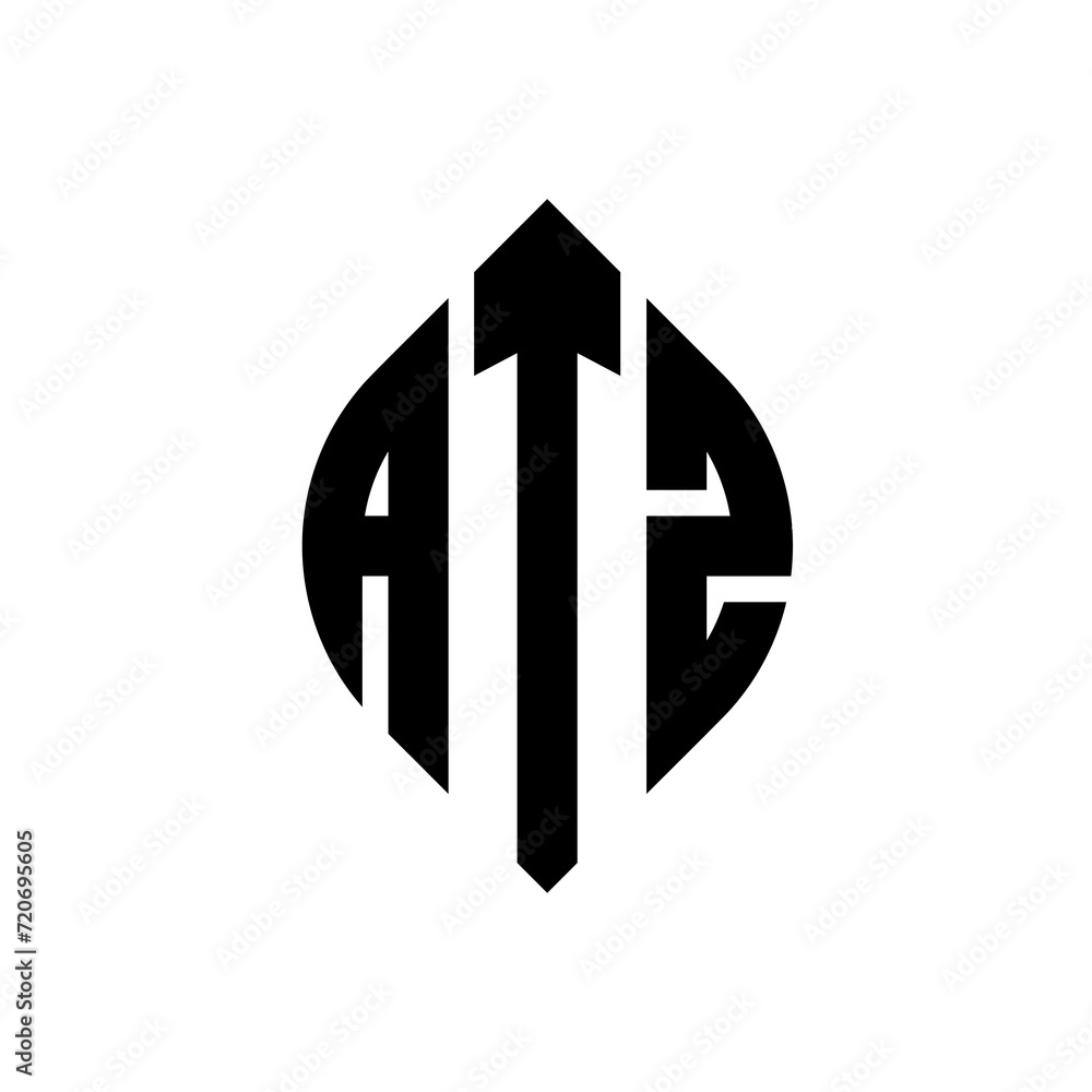 ATZ circle letter logo design with circle and ellipse shape. ATZ ellipse letters with typographic style. The three initials form a circle logo. ATZ Circle Emblem Abstract Monogram Letter Mark Vector. ATZ circle letter logo design with circle and ellipse shape. ATZ ellipse letters with typographic style. The three initials form a circle logo. ATZ Circle Emblem Abstract Monogram Letter Mark Vector.