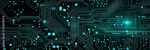 Computer technology vector illustration with teal circuit board background pattern photo