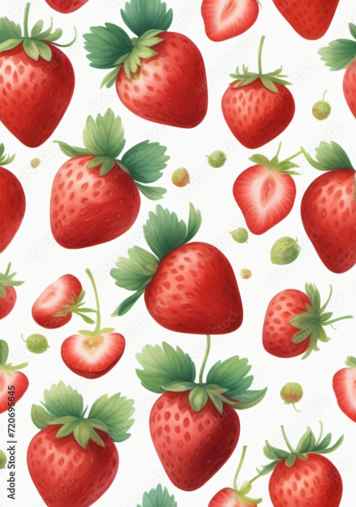 Watercolor Illustration Of Falling Strawberries Isolated On White Background Watercolor Illustration Of Falling Strawberries Isolated On White Background