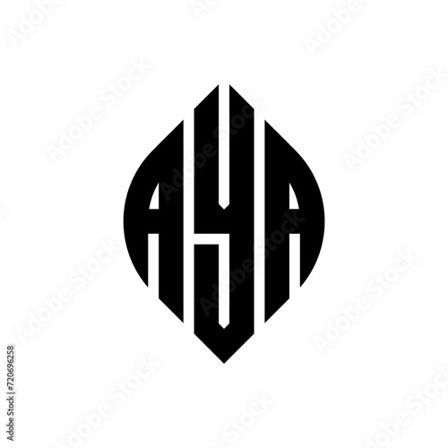 AYA circle letter logo design with circle and ellipse shape. AYA ellipse letters with typographic style. The three initials form a circle logo. AYA Circle Emblem Abstract Monogram Letter Mark Vector.