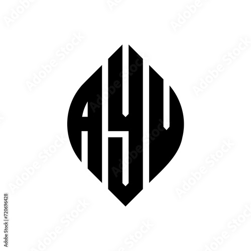 AYV circle letter logo design with circle and ellipse shape. AYV ellipse letters with typographic style. The three initials form a circle logo. AYV Circle Emblem Abstract Monogram Letter Mark Vector.
