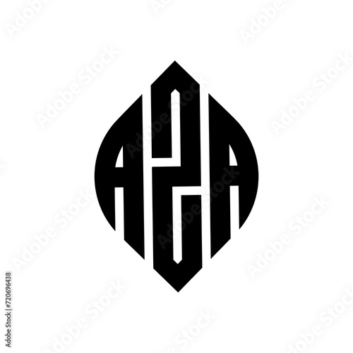 AZA circle letter logo design with circle and ellipse shape. AZA ellipse letters with typographic style. The three initials form a circle logo. AZA Circle Emblem Abstract Monogram Letter Mark Vector.