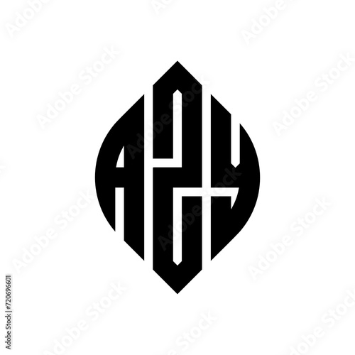 AZY circle letter logo design with circle and ellipse shape. AZY ellipse letters with typographic style. The three initials form a circle logo. AZY Circle Emblem Abstract Monogram Letter Mark Vector. photo