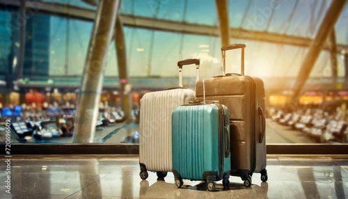 photography of suitcases in an airport, travel