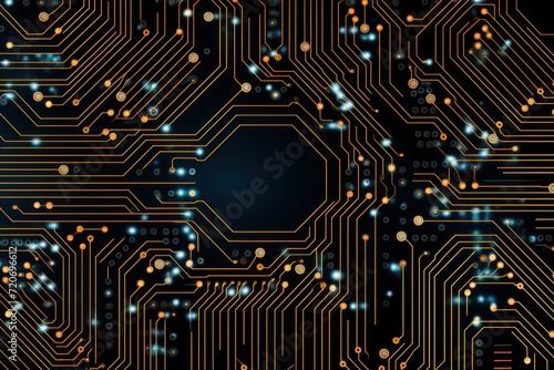 Computer technology vector illustration with topaz circuit board background pattern