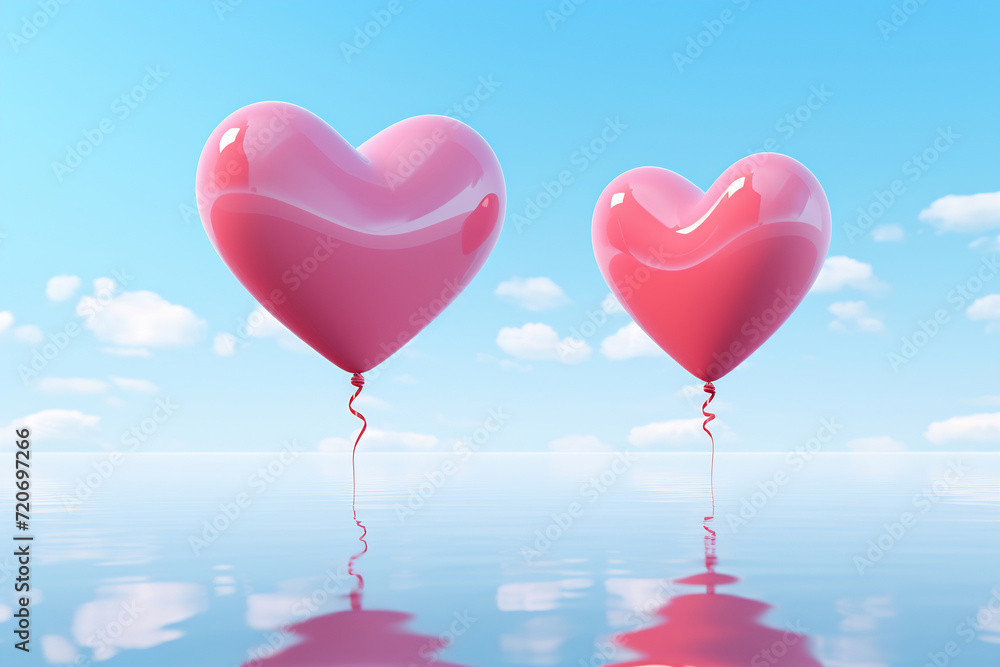 Love in the Air with Pink Heart Balloons