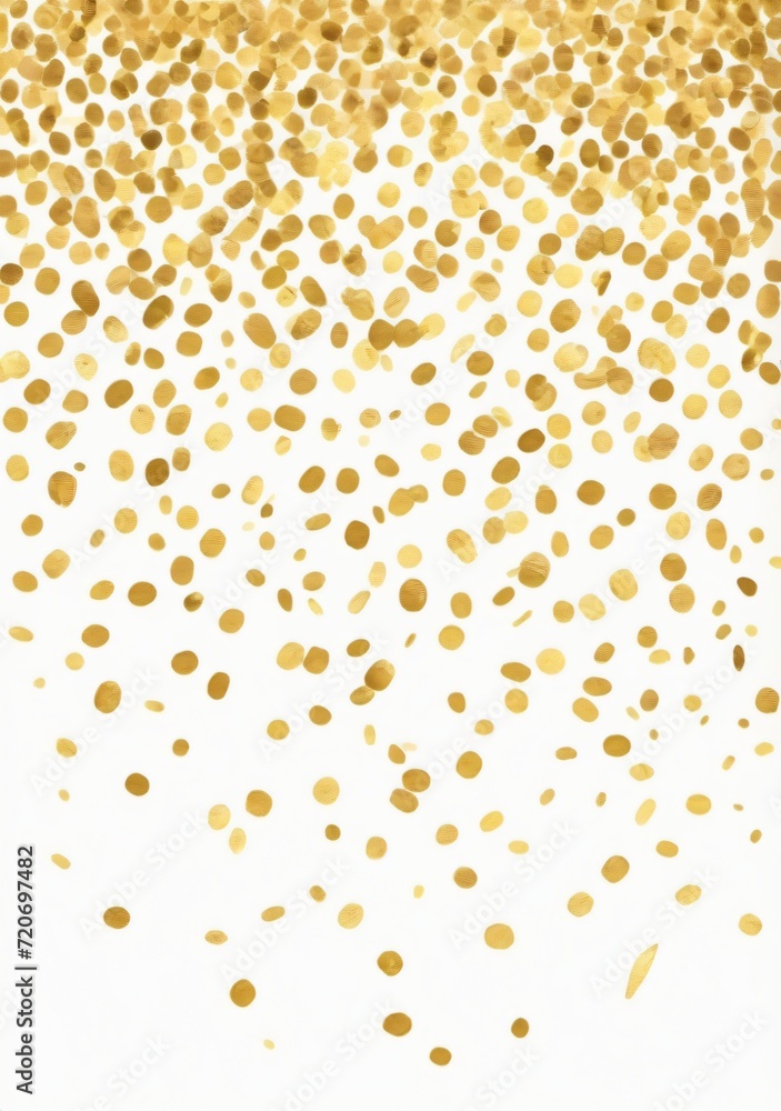 Watercolor Illustration Of Falling Isolated Gold Confetti Isolated On White Background