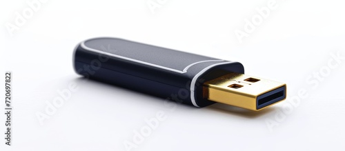 USB Flash Drive Isolated on White Background: The Perfect USB Flash Drive for Seamless Data Transfer and Storage photo