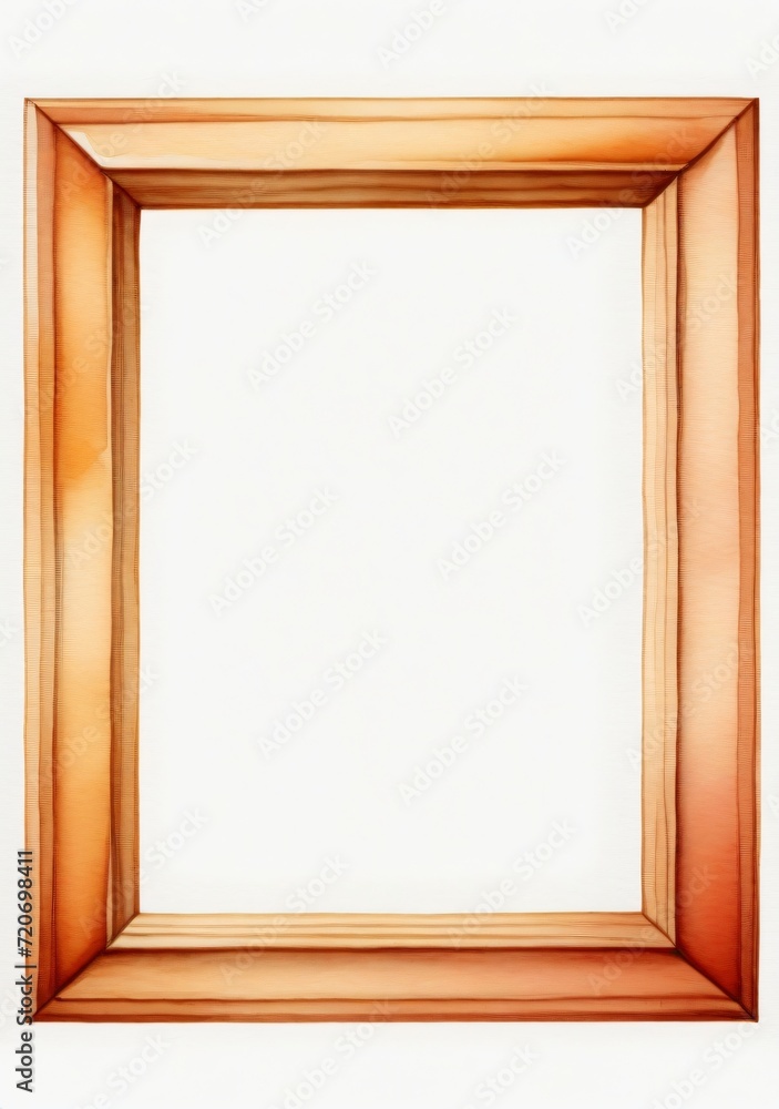 Watercolor Illustration Of A Wooden Picture Frame Isolated On White Background Watercolor Illustration Of A Wooden Picture Frame Isolated On White Background