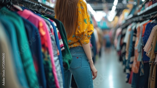 happy people in the paradise of vintage stores who feel the charm of fashion trends of the 80s and 90s among things in a secondhand store