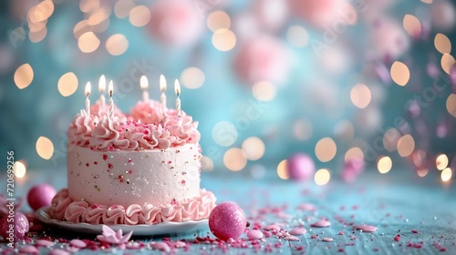 Pink birthday cake photo