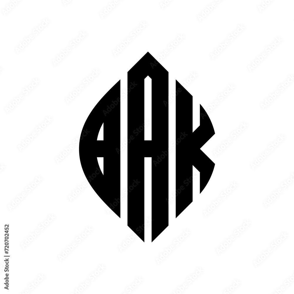 BAK circle letter logo design with circle and ellipse shape. BAK ellipse letters with typographic style. The three initials form a circle logo. BAK Circle Emblem Abstract Monogram Letter Mark Vector. BAK circle letter logo design with circle and ellipse shape. BAK ellipse letters with typographic style. The three initials form a circle logo. BAK Circle Emblem Abstract Monogram Letter Mark Vector.