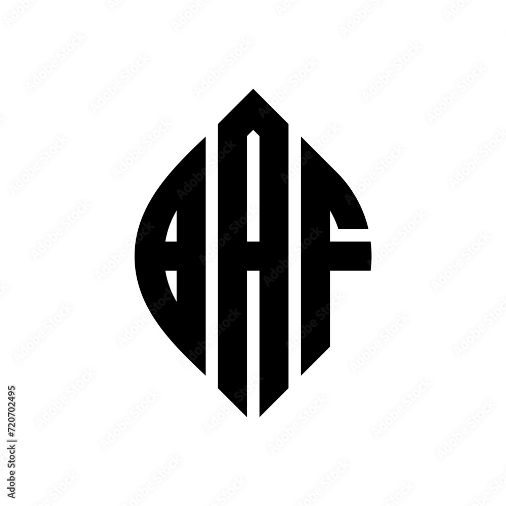 BAF circle letter logo design with circle and ellipse shape. BAF ellipse letters with typographic style. The three initials form a circle logo. BAF Circle Emblem Abstract Monogram Letter Mark Vector. BAF circle letter logo design with circle and ellipse shape. BAF ellipse letters with typographic style. The three initials form a circle logo. BAF Circle Emblem Abstract Monogram Letter Mark Vector.