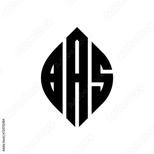 BAS circle letter logo design with circle and ellipse shape. BAS ellipse letters with typographic style. The three initials form a circle logo. BAS Circle Emblem Abstract Monogram Letter Mark Vector.