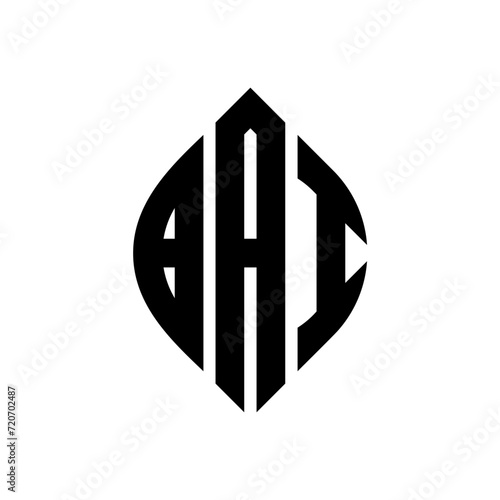 BAI circle letter logo design with circle and ellipse shape. BAI ellipse letters with typographic style. The three initials form a circle logo. BAI Circle Emblem Abstract Monogram Letter Mark Vector.