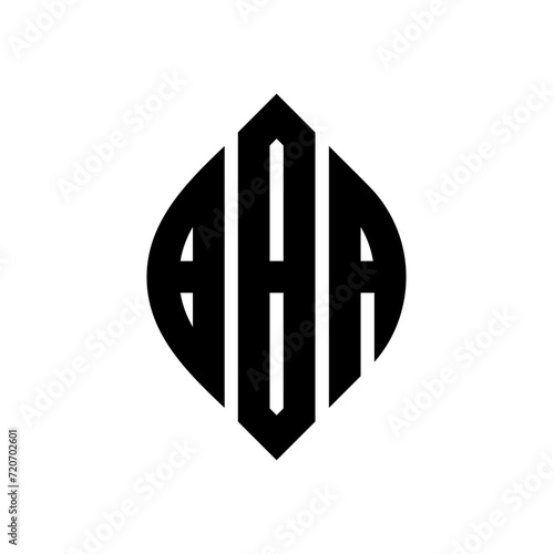 BBA circle letter logo design with circle and ellipse shape. BBA ellipse letters with typographic style. The three initials form a circle logo. BBA Circle Emblem Abstract Monogram Letter Mark Vector.
