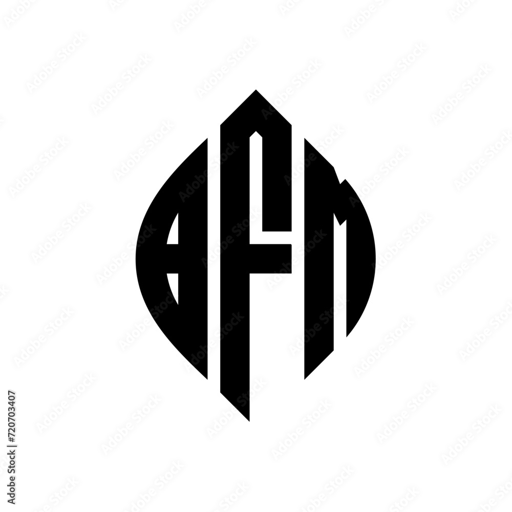 BFM circle letter logo design with circle and ellipse shape. BFM ellipse letters with typographic style. The three initials form a circle logo. BFM Circle Emblem Abstract Monogram Letter Mark Vector. BFM circle letter logo design with circle and ellipse shape. BFM ellipse letters with typographic style. The three initials form a circle logo. BFM Circle Emblem Abstract Monogram Letter Mark Vector.