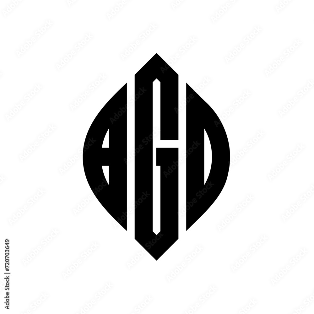 Fototapeta premium BGO circle letter logo design with circle and ellipse shape. BGO ellipse letters with typographic style. The three initials form a circle logo. BGO Circle Emblem Abstract Monogram Letter Mark Vector.
